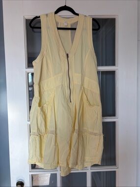 Daily Practice Anthropologie Sleeveless Light Yellow Zip-Front Women's Dress